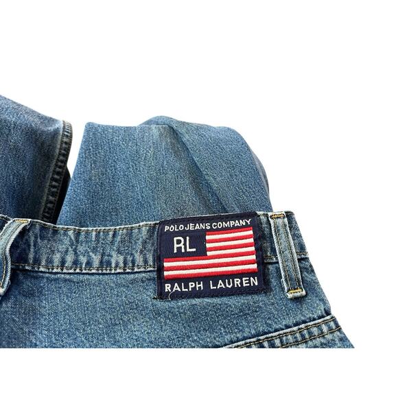 Vtg Ralph Lauren Polo Jeans Company 33x30 Y2K Blue Denim Pants Mens Banner - Picture 9 of 11